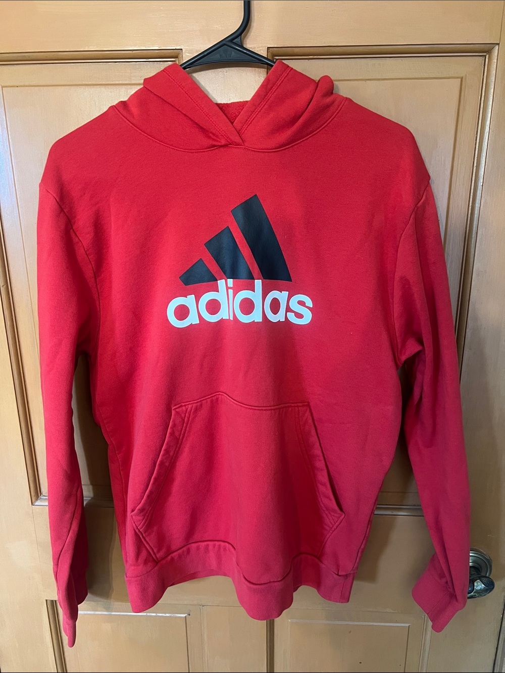 adidas Red Hoodie with Black Logo